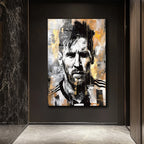 Efsane Lionel Messi Sanatsal Cam Tablo - Modern Soyut Portre