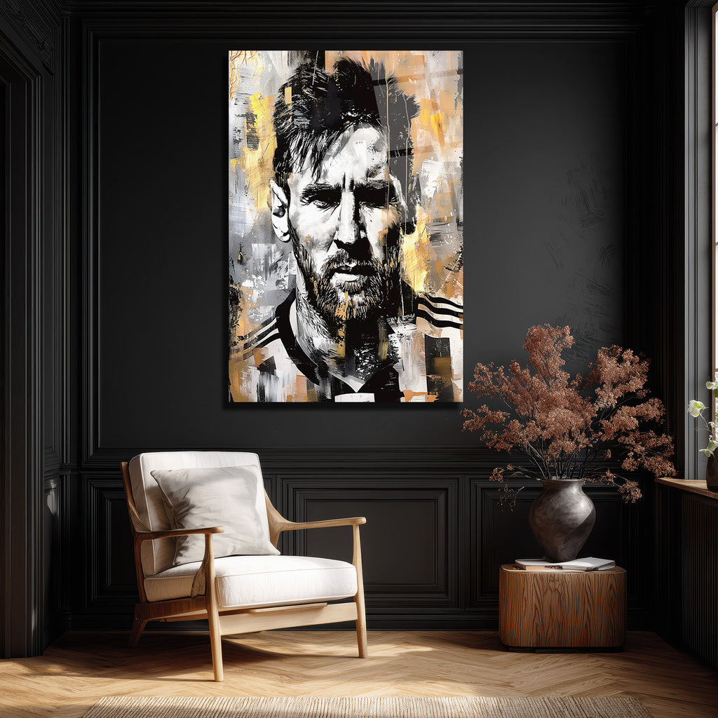 Efsane Lionel Messi Sanatsal Cam Tablo - Modern Soyut Portre