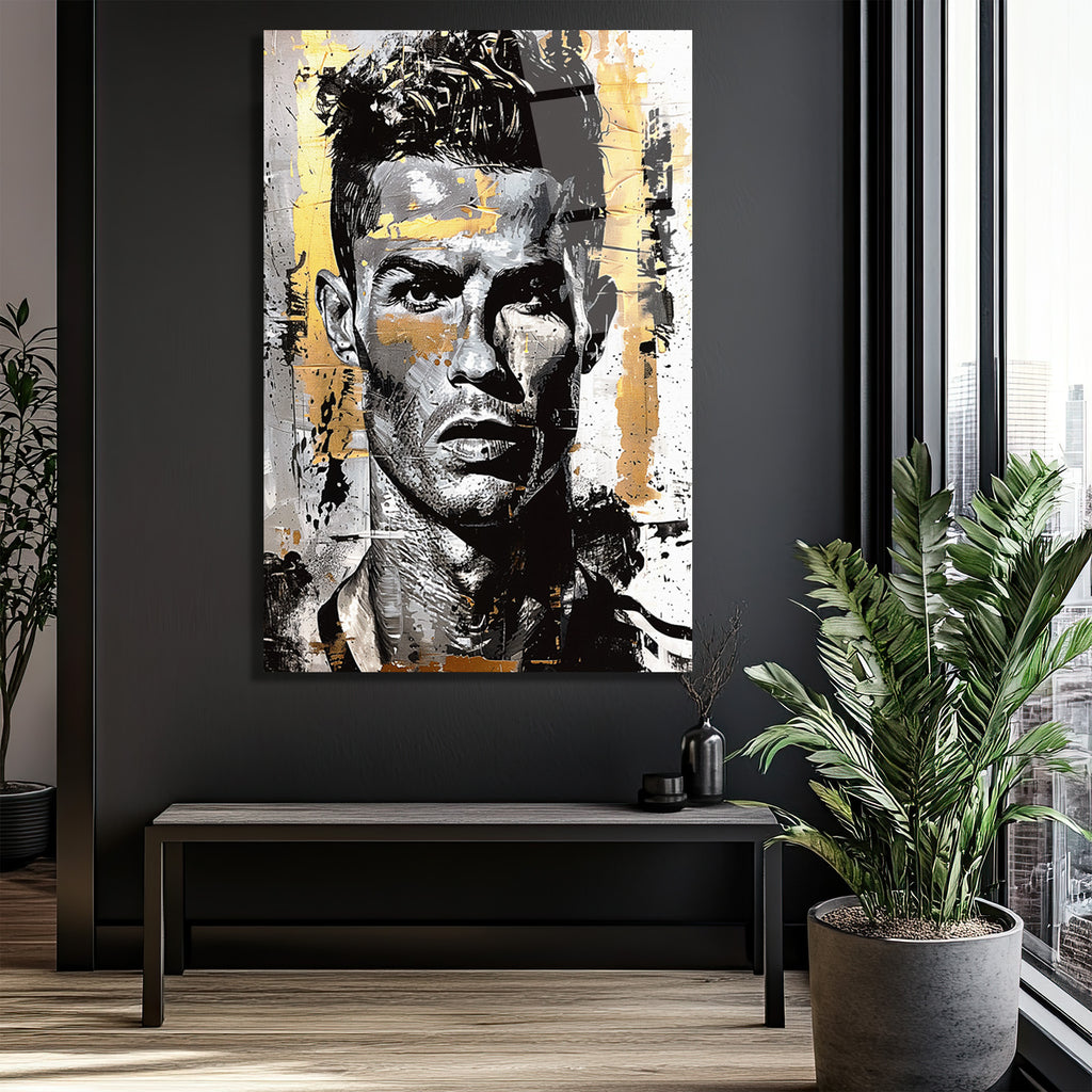 Altın Vuruş: Ronaldo Graffiti Cam Tablo