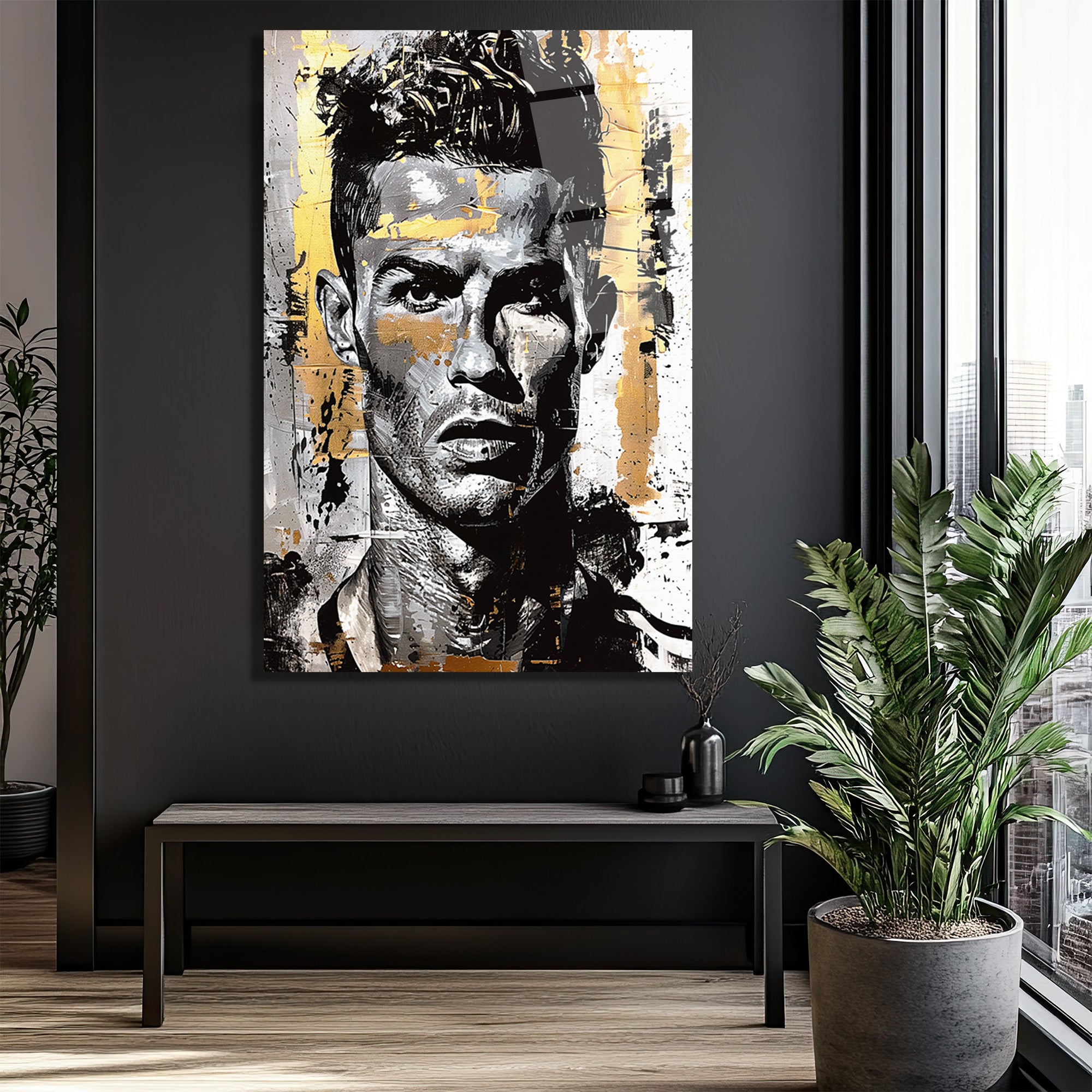 Altın Vuruş: Ronaldo Graffiti Cam Tablo