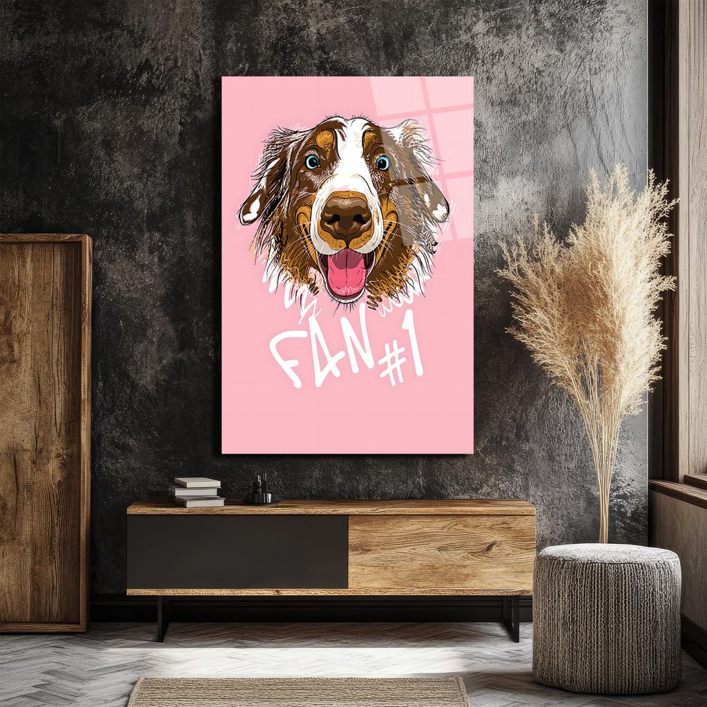 Fan #1 Neşeli Köpek Tasarımlı Temperli Cam Tablo
