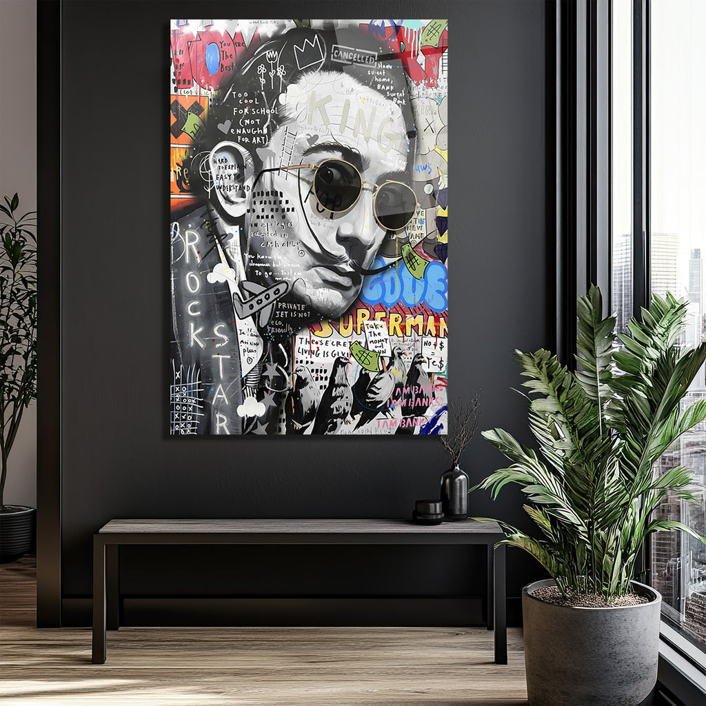 Dalí Rockstar Pop Art Cam Tablo: Modern Sanatın Cesur Yorumu