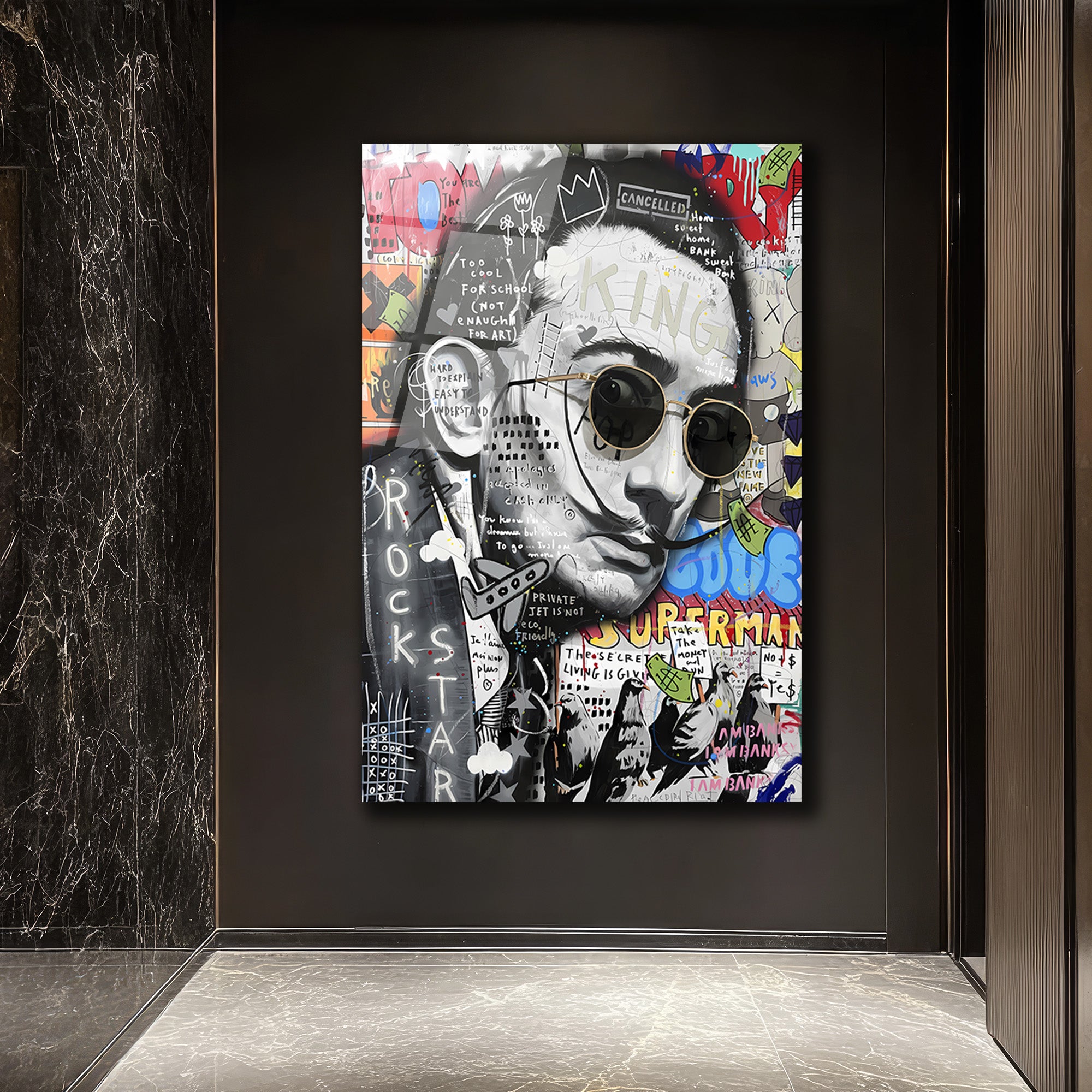 Dalí Rockstar Pop Art Cam Tablo: Modern Sanatın Cesur Yorumu