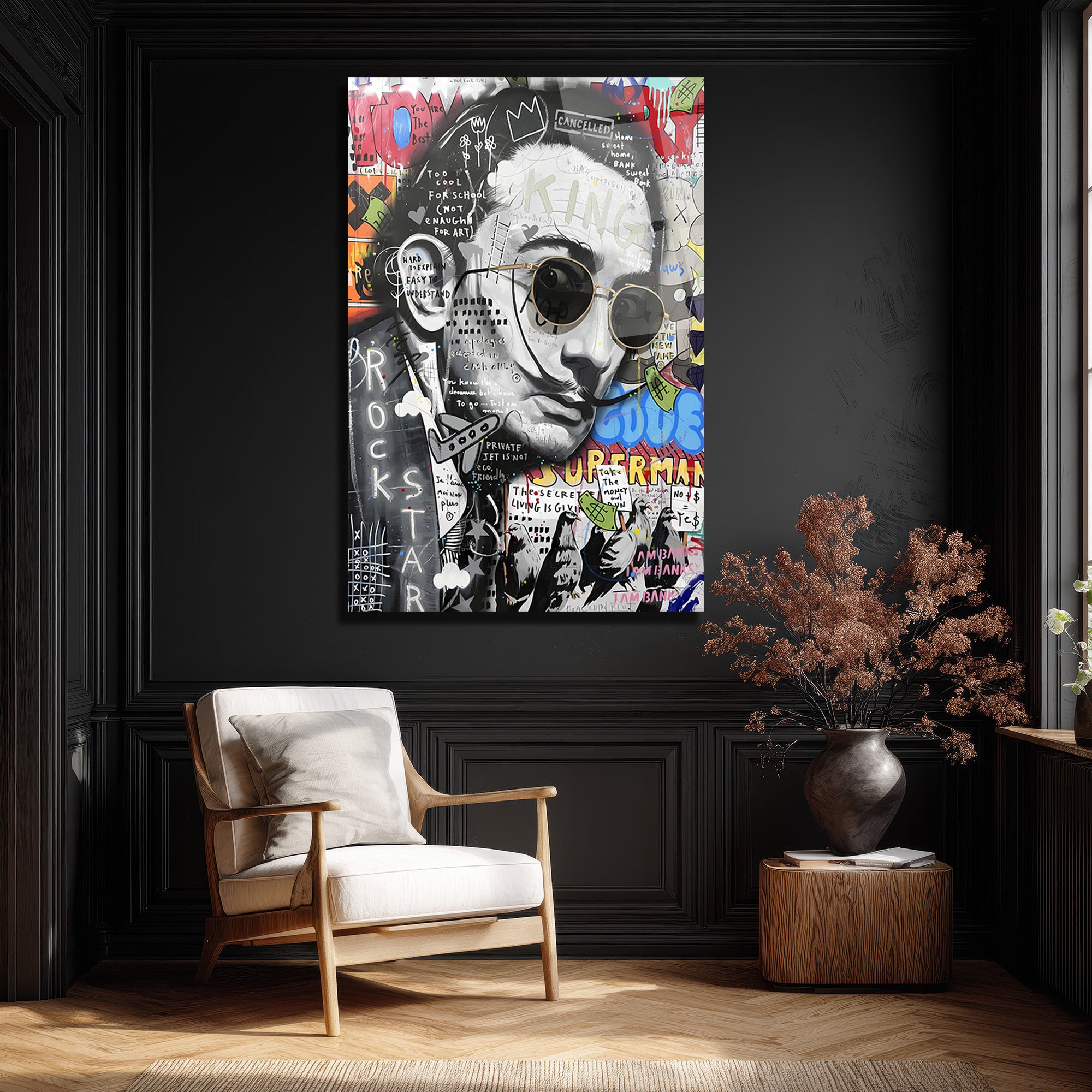 Dalí Rockstar Pop Art Cam Tablo: Modern Sanatın Cesur Yorumu