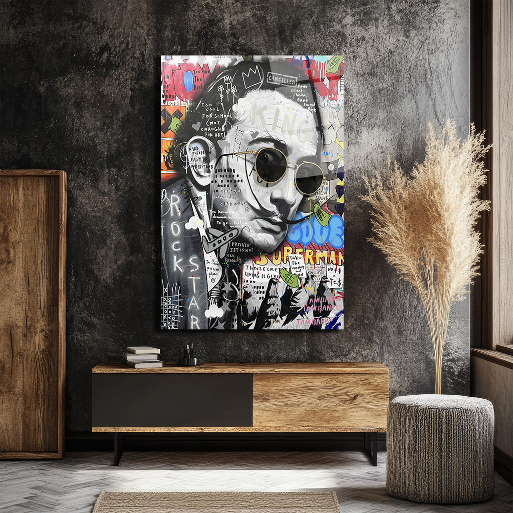 Dalí Rockstar Pop Art Cam Tablo: Modern Sanatın Cesur Yorumu