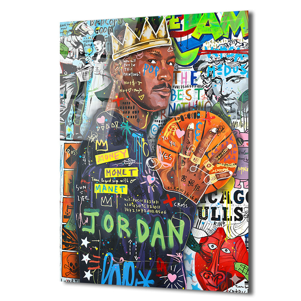 Efsanevi Jordan Graffiti Cam Tablo | Urban Sanat Duvar Dekoru