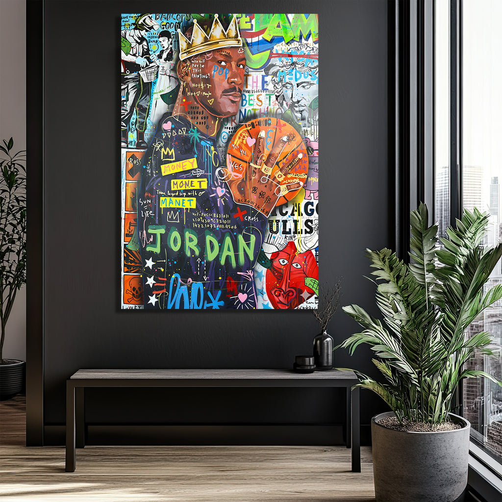 Efsanevi Jordan Graffiti Cam Tablo | Urban Sanat Duvar Dekoru