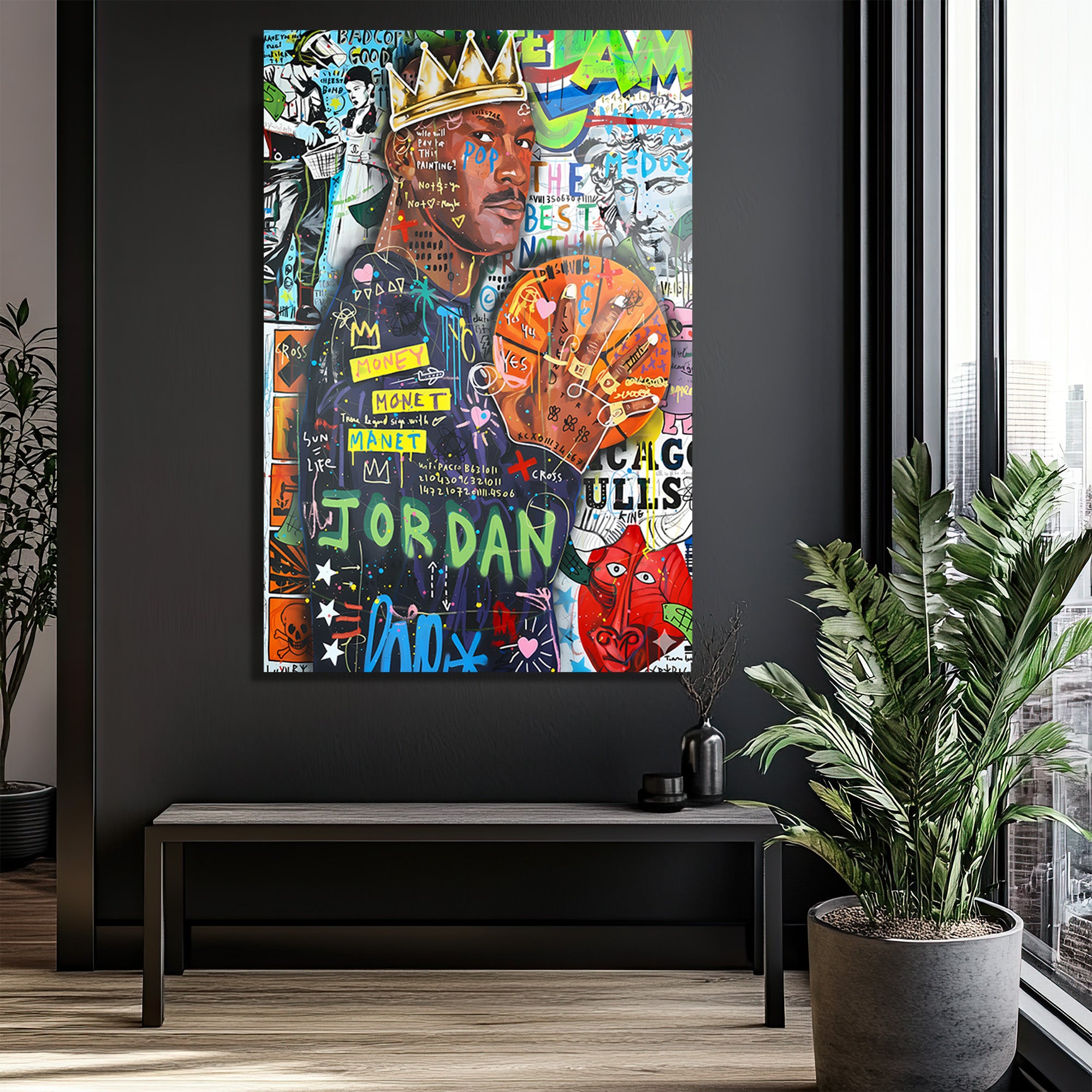 Efsanevi Jordan Graffiti Cam Tablo | Urban Sanat Duvar Dekoru
