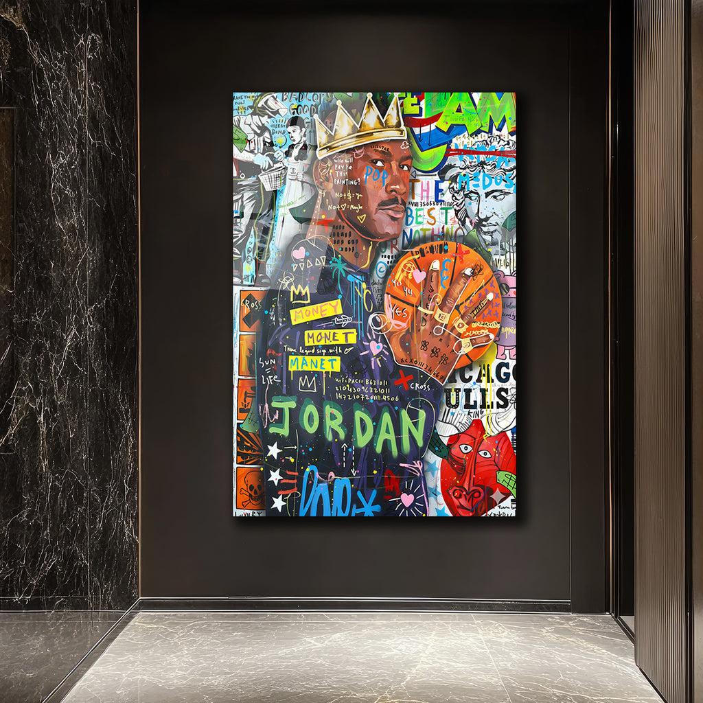 Efsanevi Jordan Graffiti Cam Tablo | Urban Sanat Duvar Dekoru