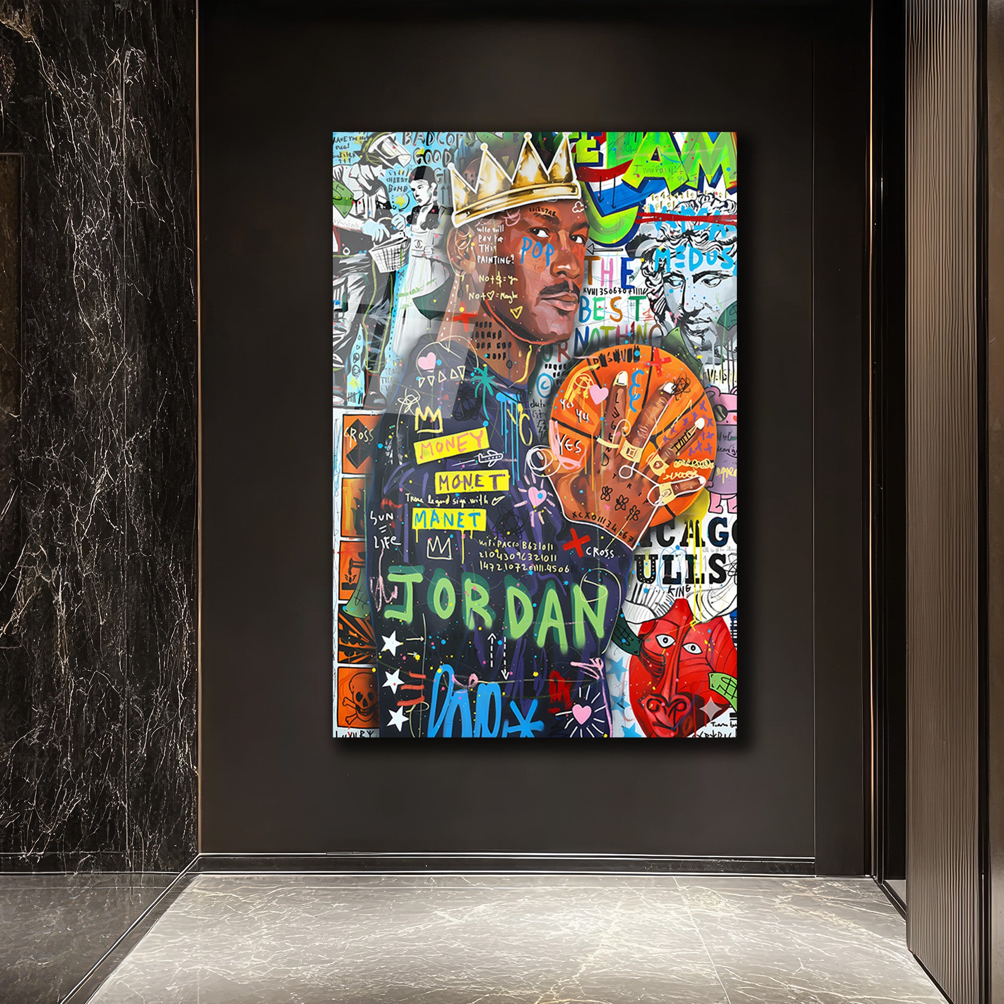 Efsanevi Jordan Graffiti Cam Tablo | Urban Sanat Duvar Dekoru