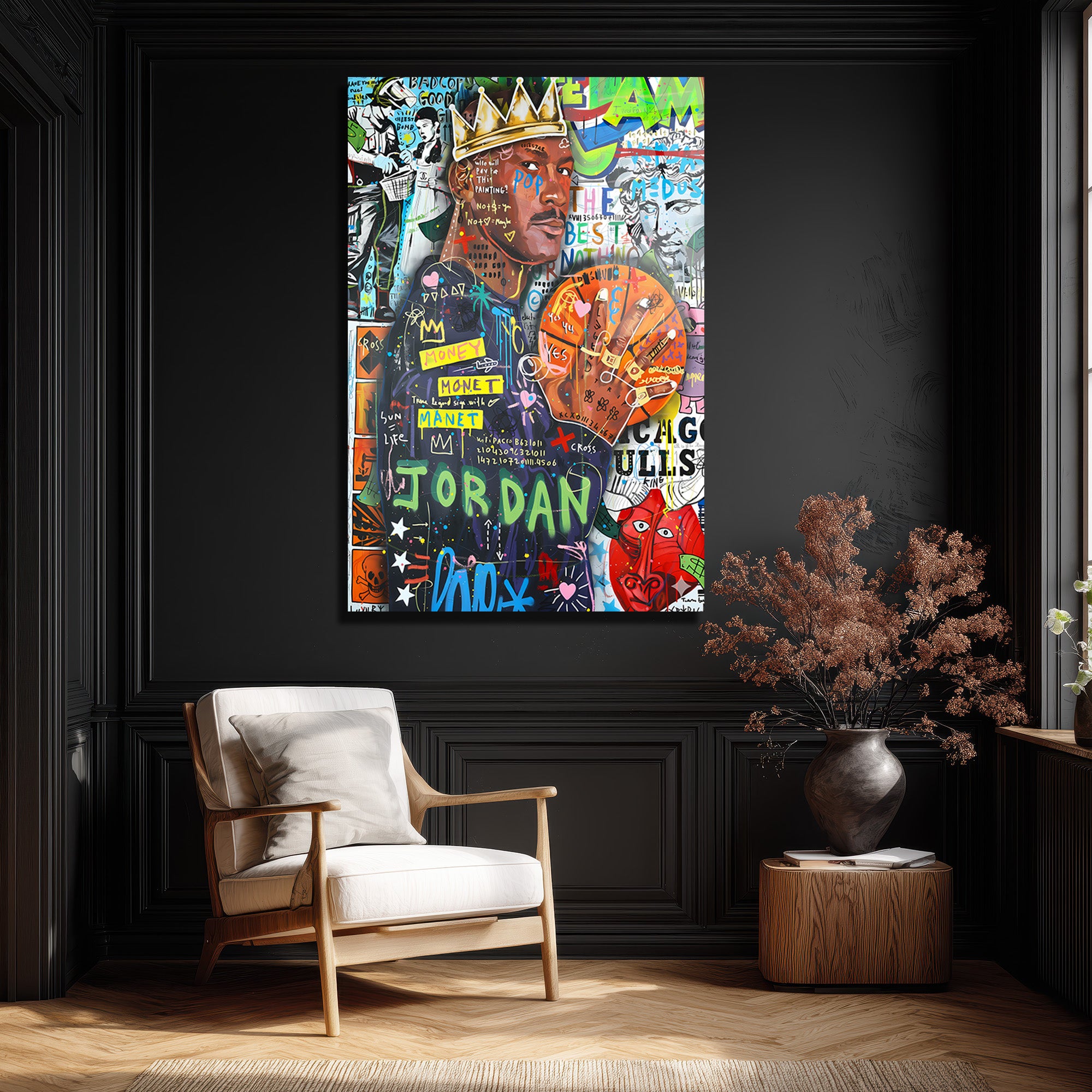 Efsanevi Jordan Graffiti Cam Tablo | Urban Sanat Duvar Dekoru