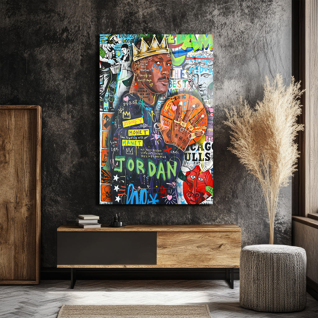 Efsanevi Jordan Graffiti Cam Tablo | Urban Sanat Duvar Dekoru