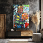 Efsanevi Jordan Graffiti Cam Tablo | Urban Sanat Duvar Dekoru
