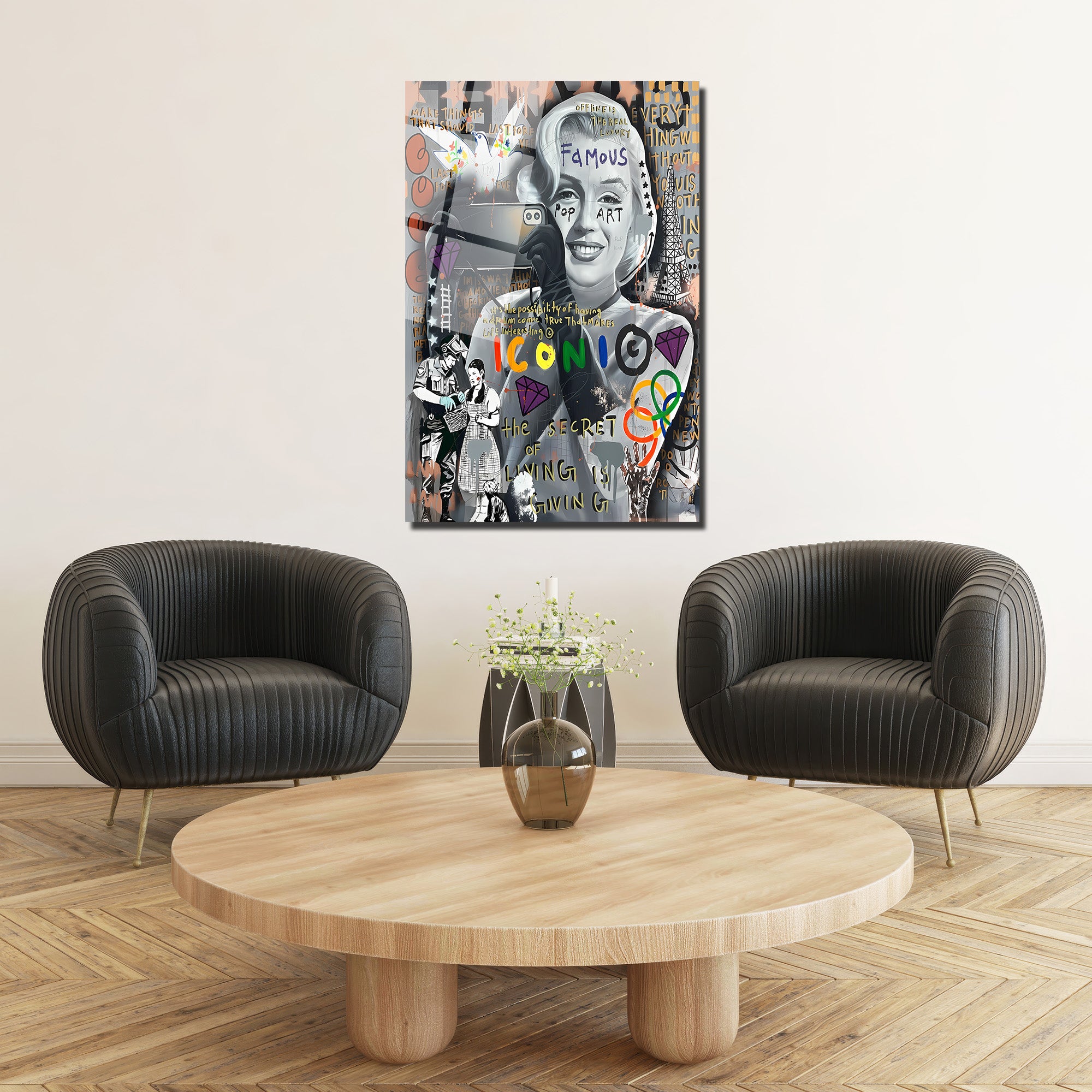 Marilyn Monroe Pop Art Graffiti Cam Tablo - İkonik Duvar Sanatı