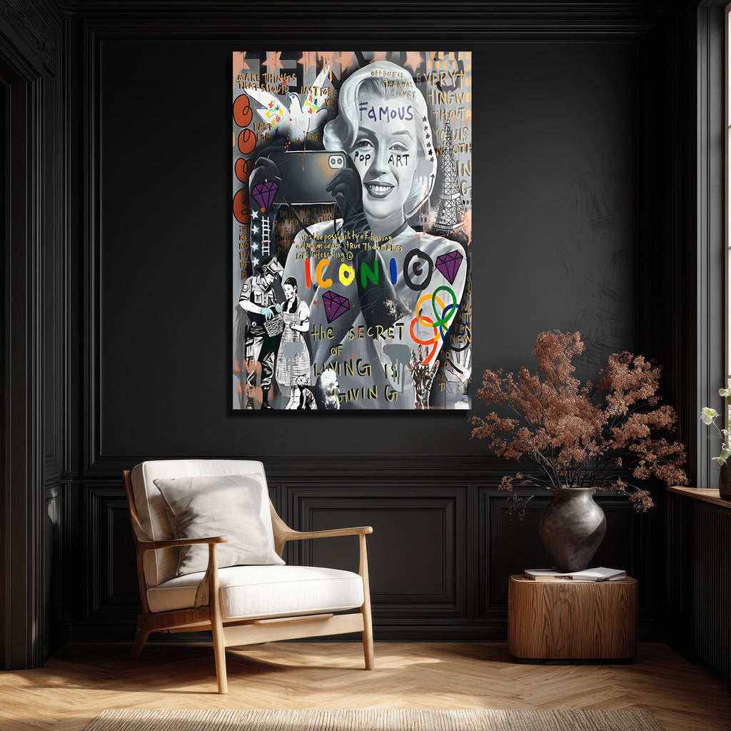 Marilyn Monroe Pop Art Graffiti Cam Tablo - İkonik Duvar Sanatı