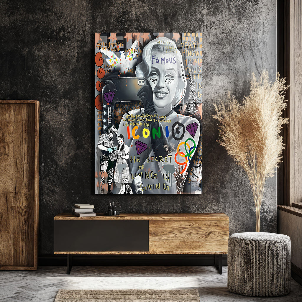 Marilyn Monroe Pop Art Graffiti Cam Tablo - İkonik Duvar Sanatı