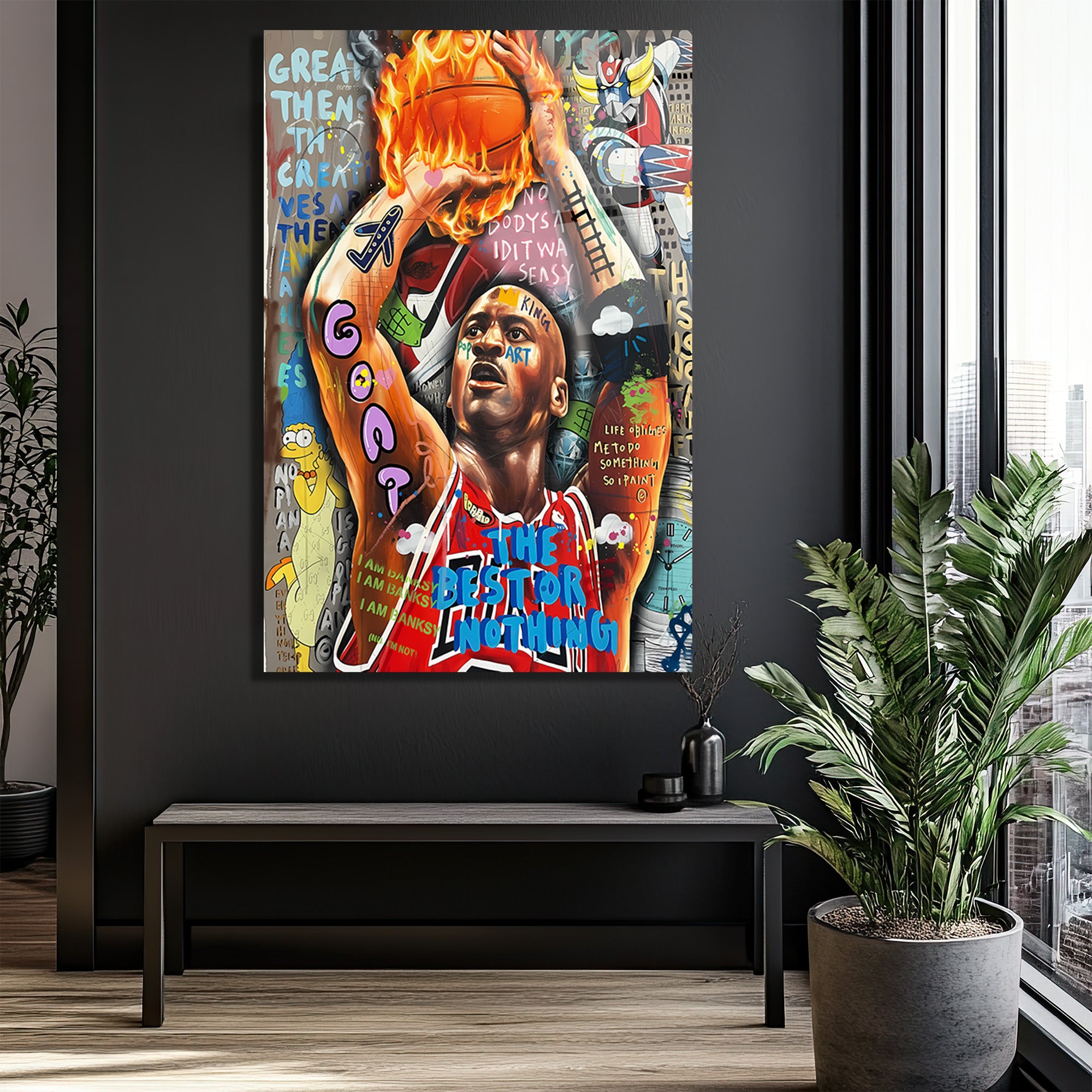 Michael Jordan Efsanesi: Pop Art Graffiti Cam Tablo