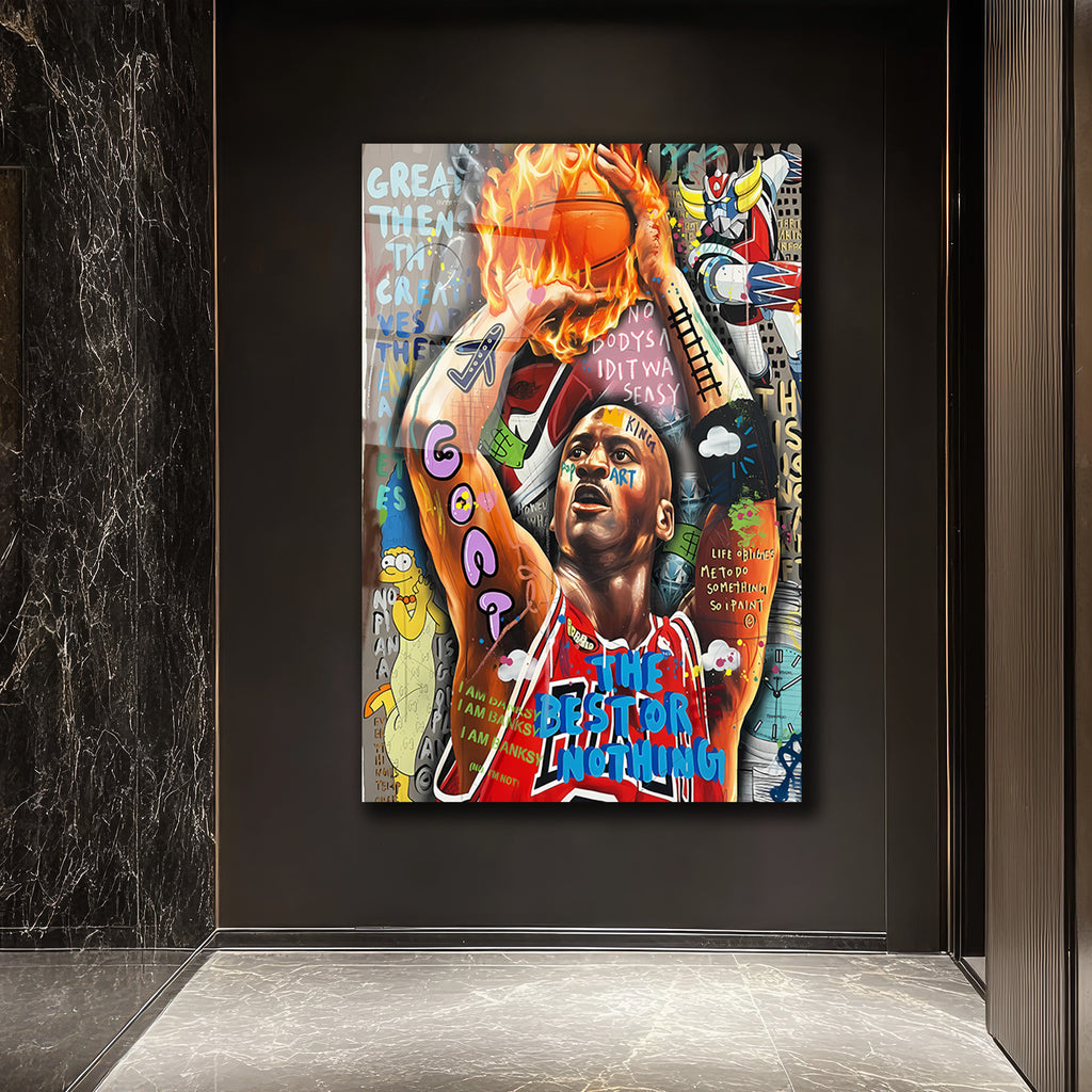 Michael Jordan Efsanesi: Pop Art Graffiti Cam Tablo