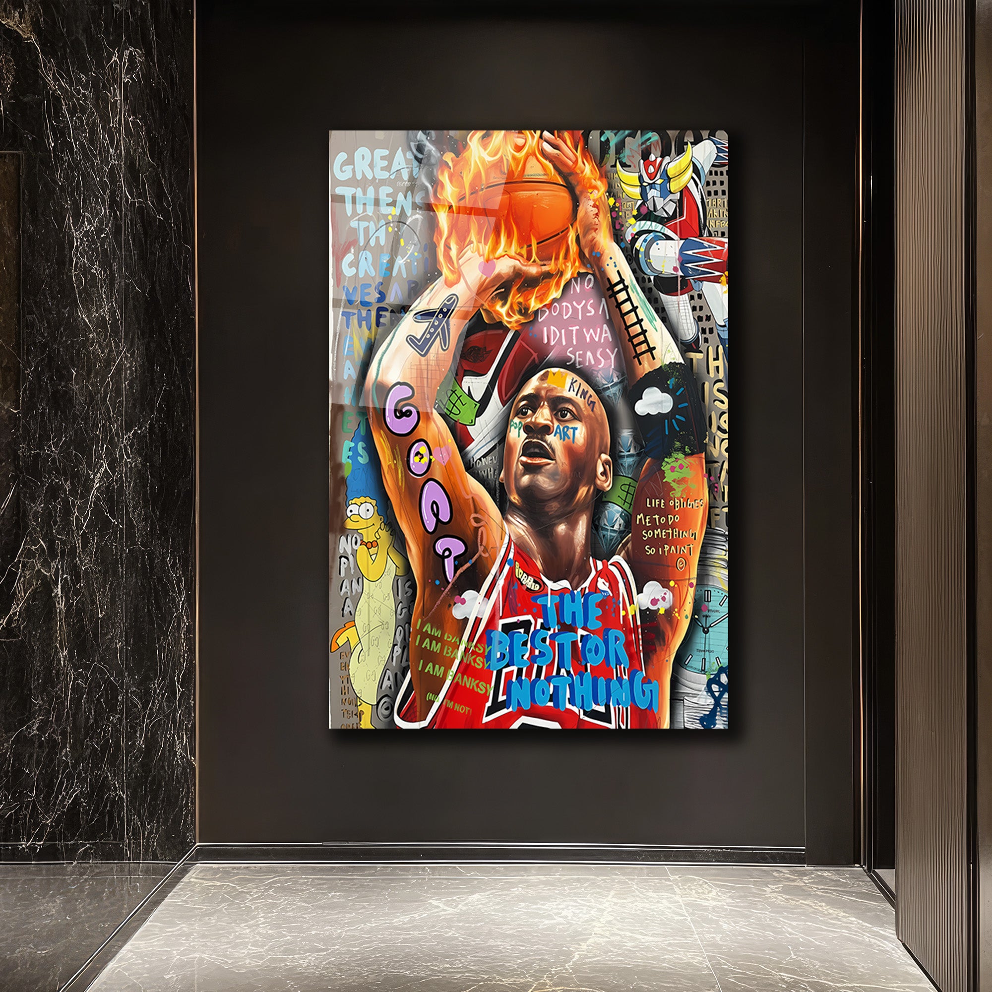 Michael Jordan Efsanesi: Pop Art Graffiti Cam Tablo