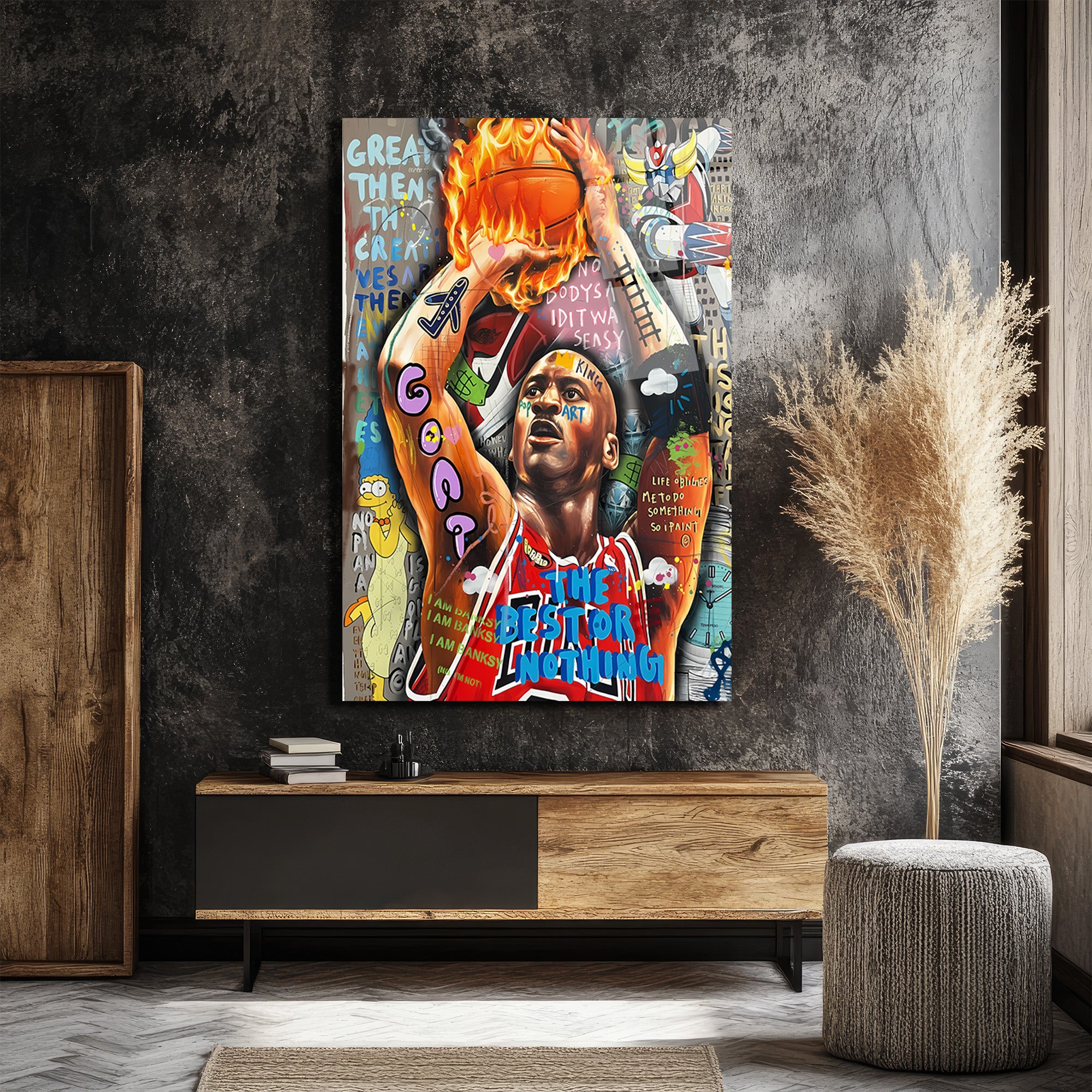 Michael Jordan Efsanesi: Pop Art Graffiti Cam Tablo