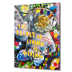 Yaşamın Sırrı: Astronot ve Servet Temalı Pop Art Cam Tablo
