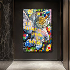 Yaşamın Sırrı: Astronot ve Servet Temalı Pop Art Cam Tablo