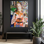 Urban Pop Art Kraliçe Maskeli Çağdaş Sanat Cam Tablo