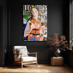 Urban Pop Art Kraliçe Maskeli Çağdaş Sanat Cam Tablo