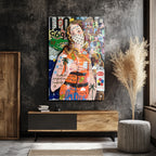 Urban Pop Art Kraliçe Maskeli Çağdaş Sanat Cam Tablo