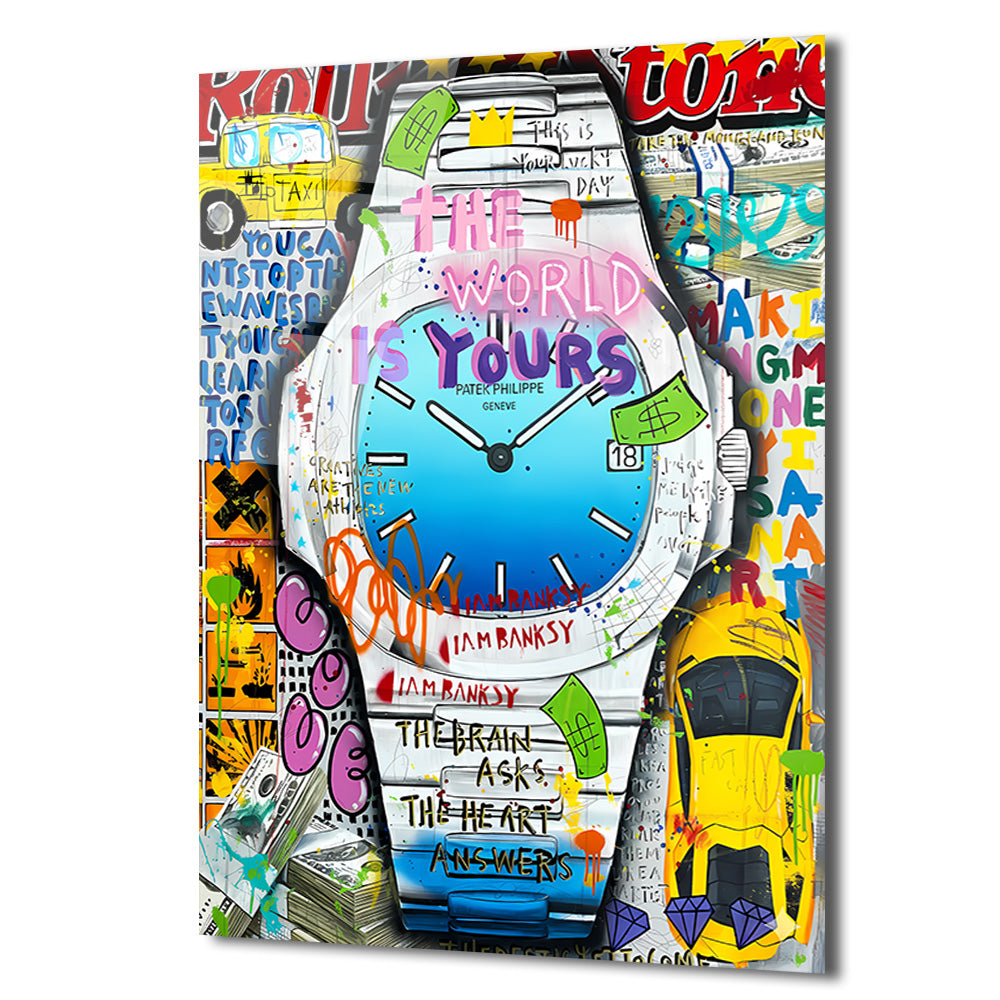  The World Is Yours Urban Sanat Cam Tablo