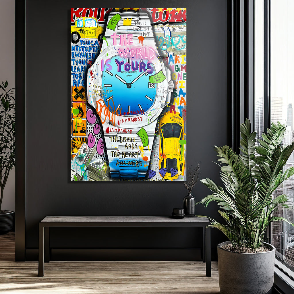  The World Is Yours Urban Sanat Cam Tablo