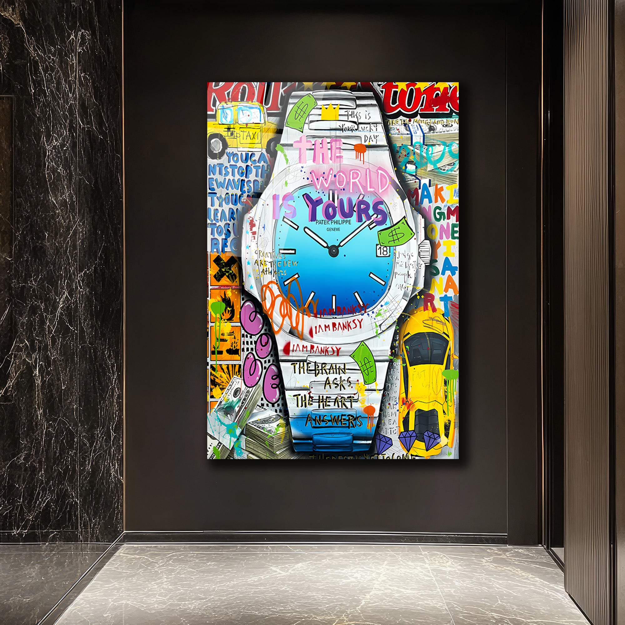  The World Is Yours Urban Sanat Cam Tablo