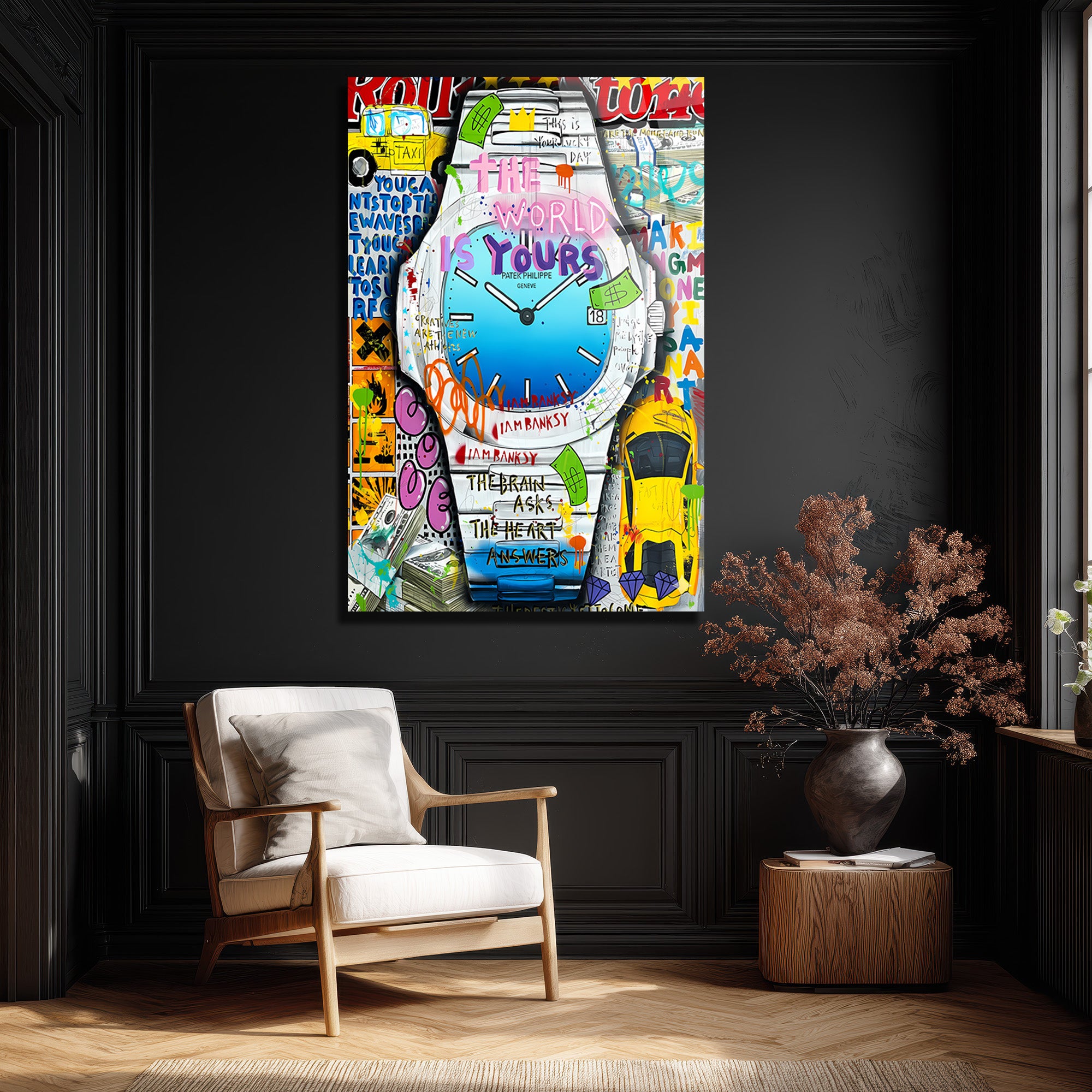  The World Is Yours Urban Sanat Cam Tablo