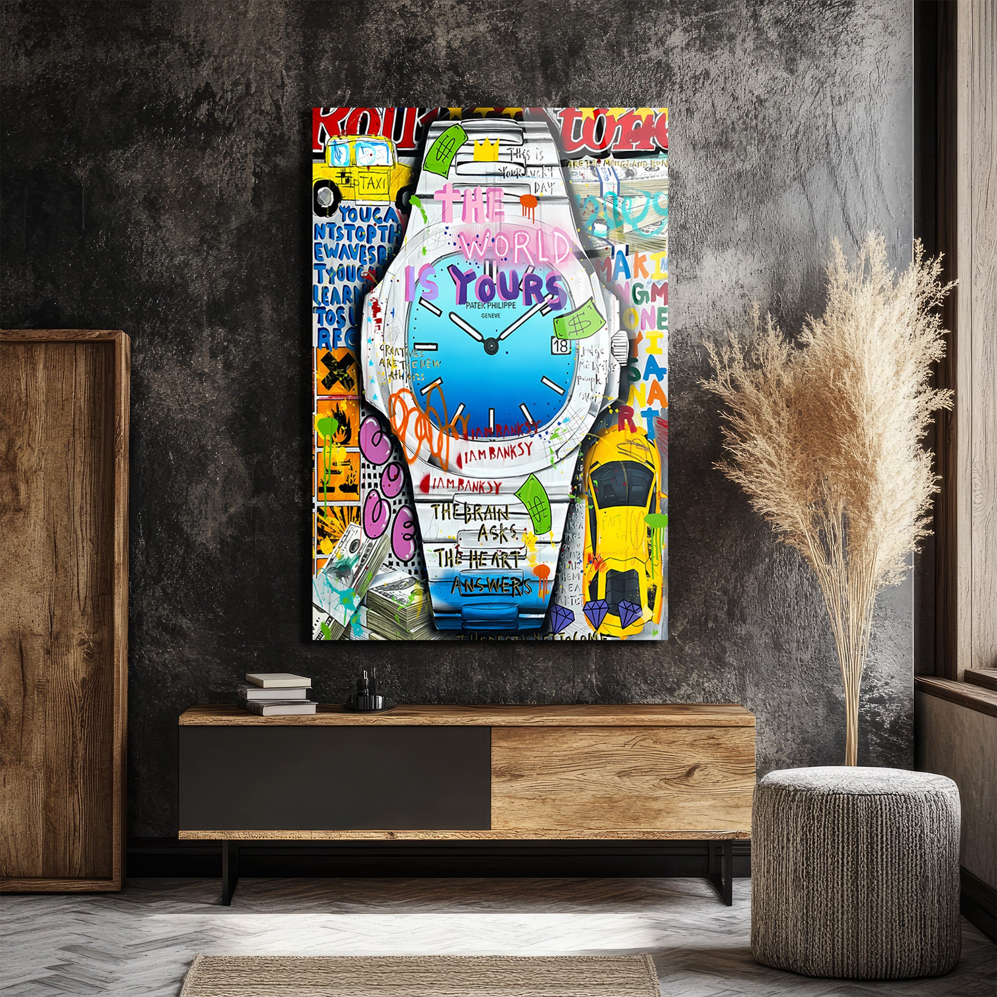  The World Is Yours Urban Sanat Cam Tablo