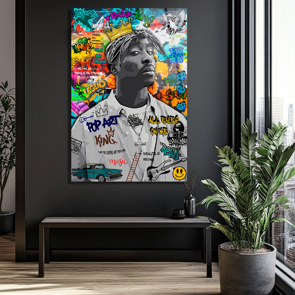 Tupac Graffiti Cam Tablo | Urban Sanat ve Hip-Hop Ruhu