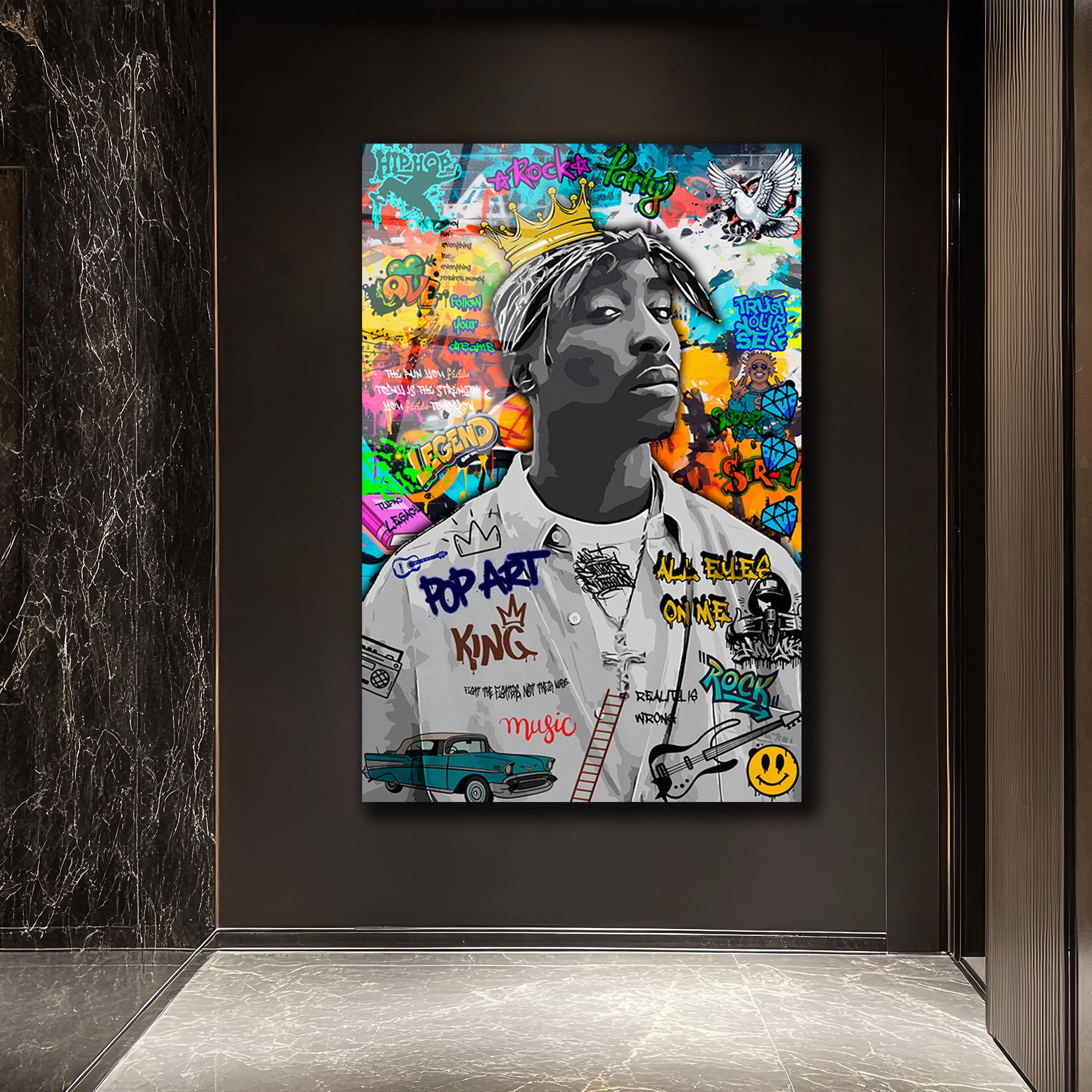 Tupac Graffiti Cam Tablo | Urban Sanat ve Hip-Hop Ruhu
