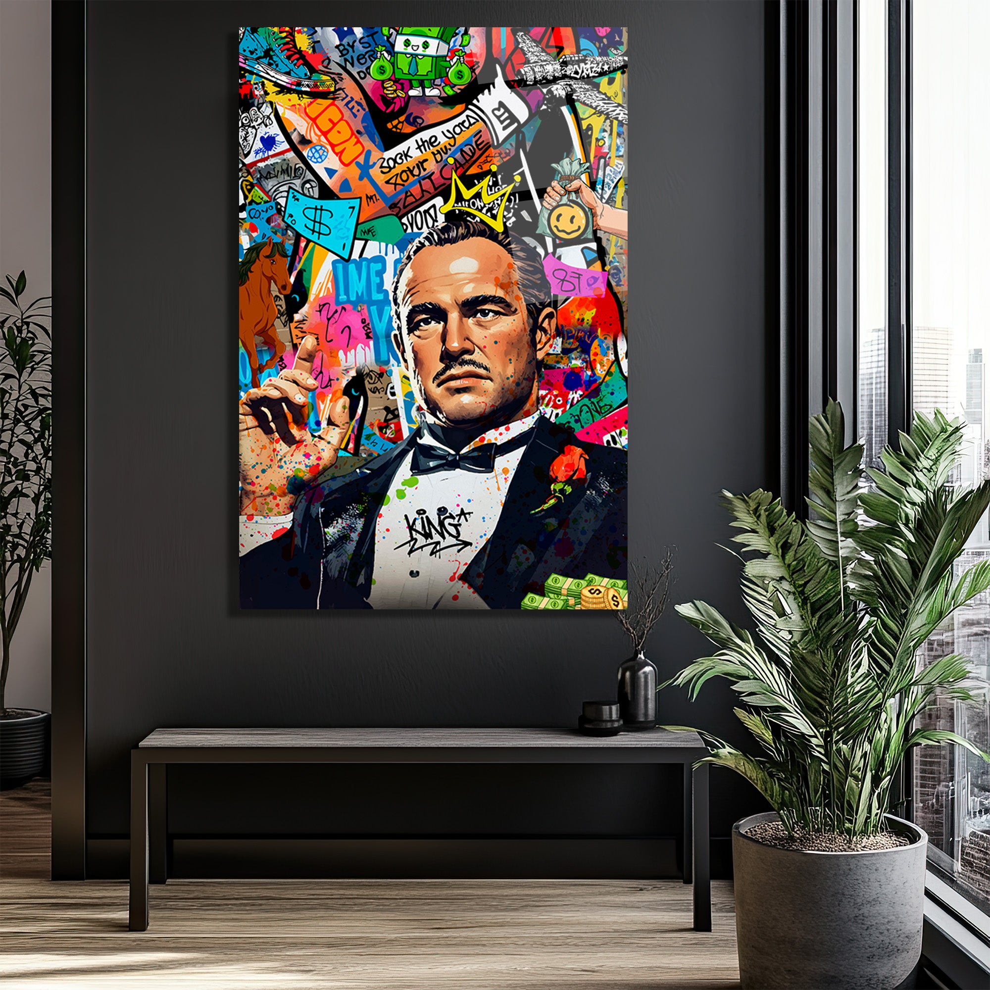 Efsanevi Baba Graffiti Pop Art Cam Tablo