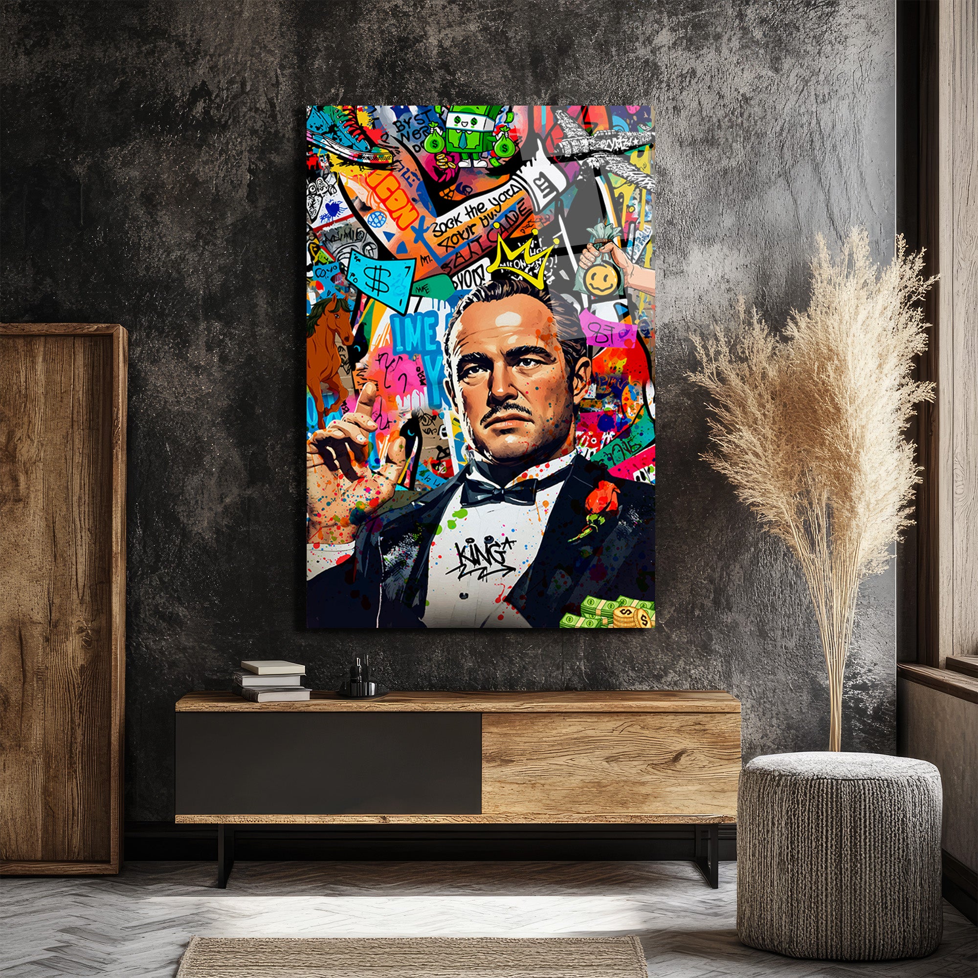 Efsanevi Baba Graffiti Pop Art Cam Tablo