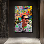 Pop Art Hustle: Jordan Belfort Temalı Modern Cam Tablo