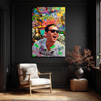 Pop Art Hustle: Jordan Belfort Temalı Modern Cam Tablo