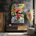 Pop Art Hustle: Jordan Belfort Temalı Modern Cam Tablo