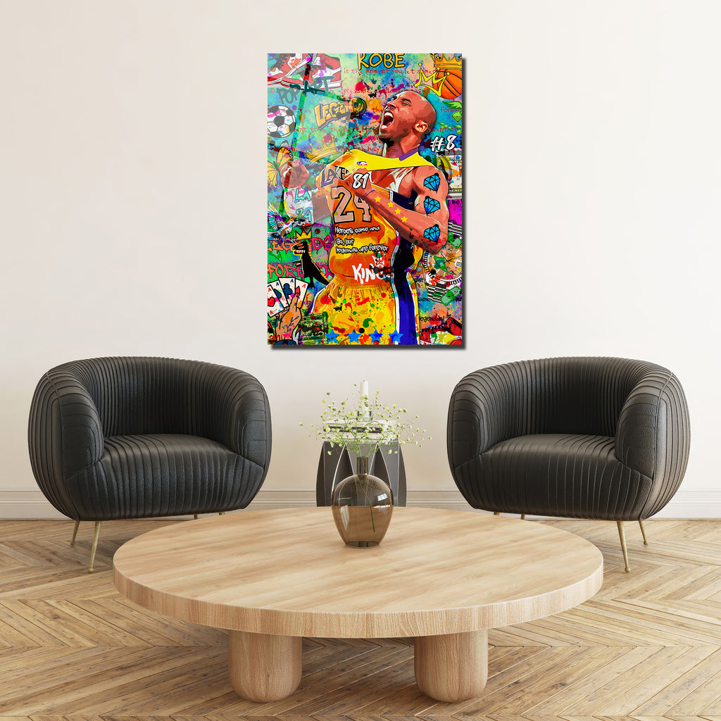 Kobe Bryant Efsanesi Pop Art Graffiti Cam Tablo