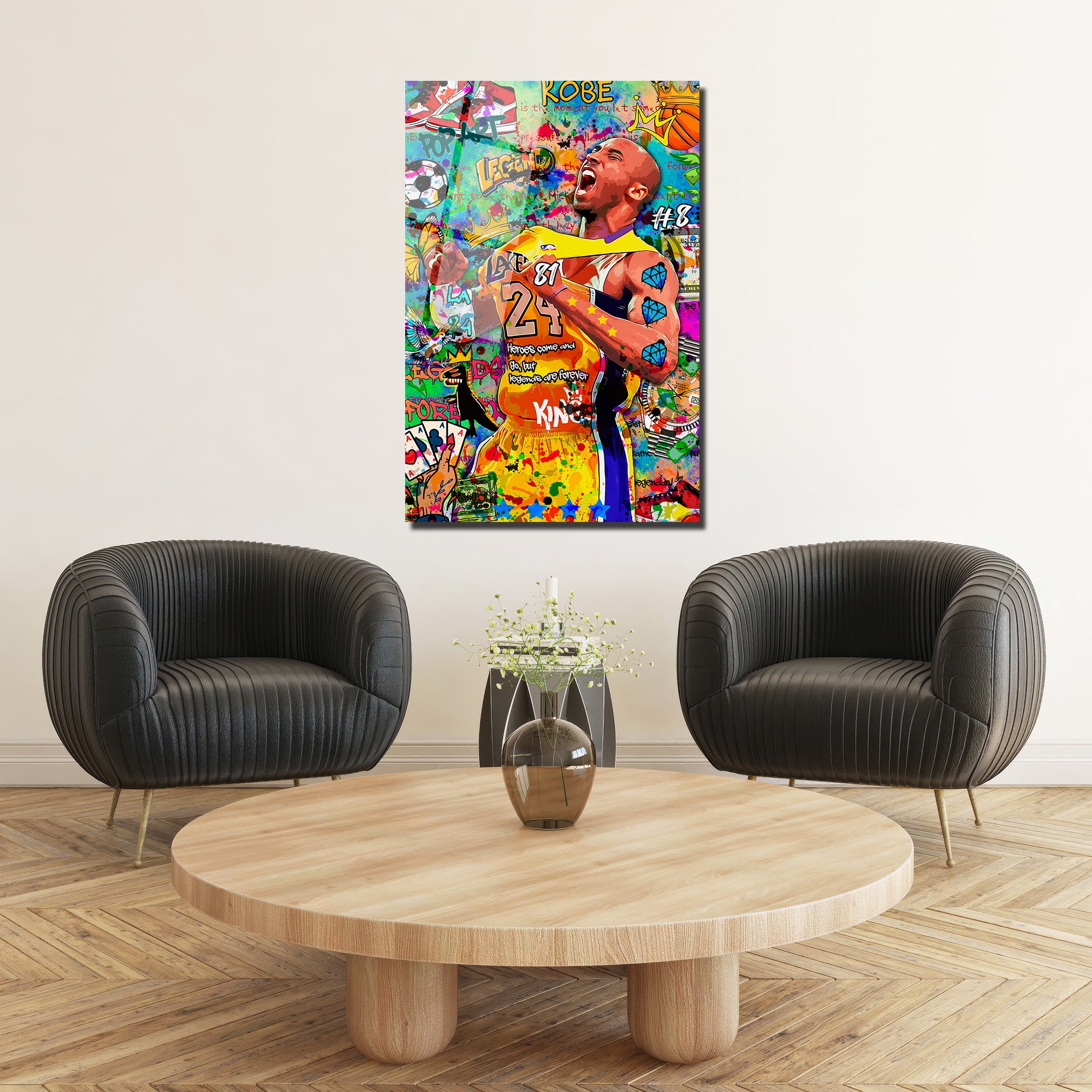 Kobe Bryant Efsanesi Pop Art Graffiti Cam Tablo