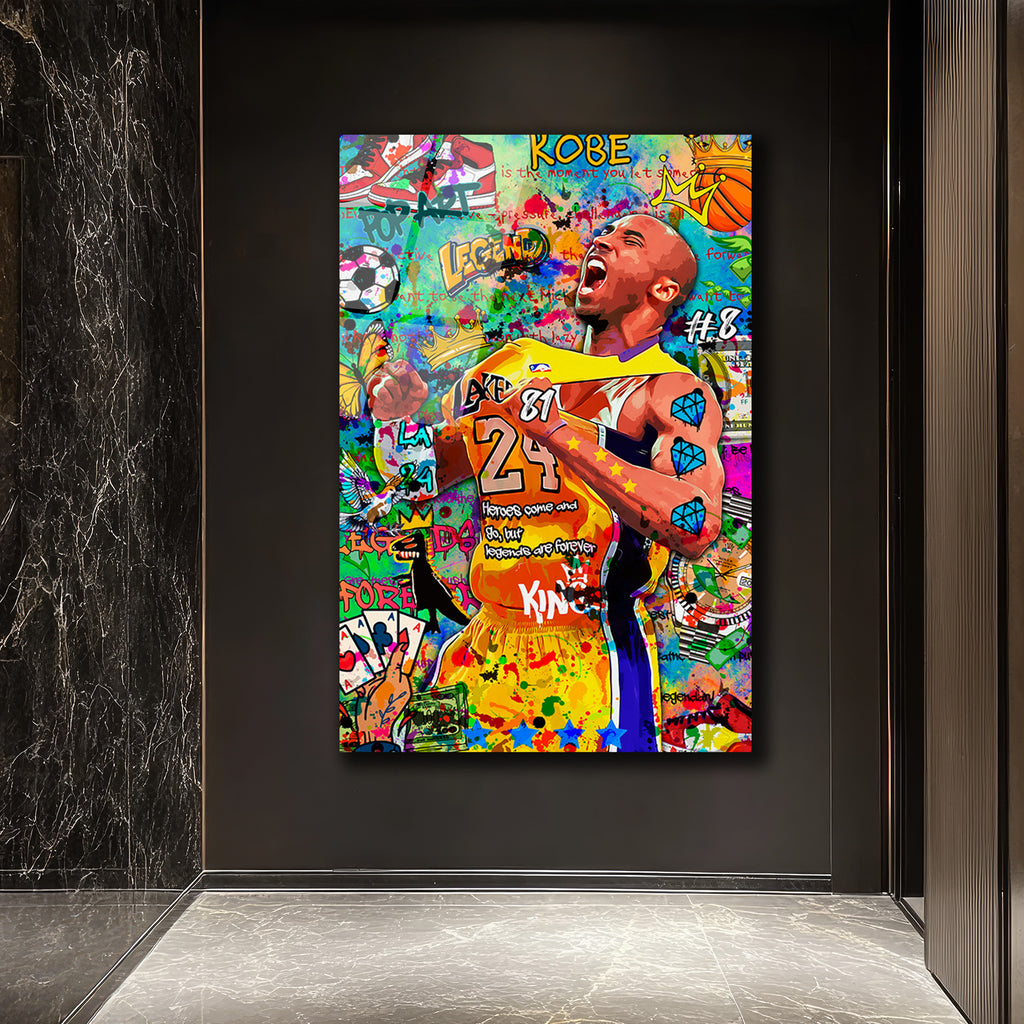Kobe Bryant Efsanesi Pop Art Graffiti Cam Tablo