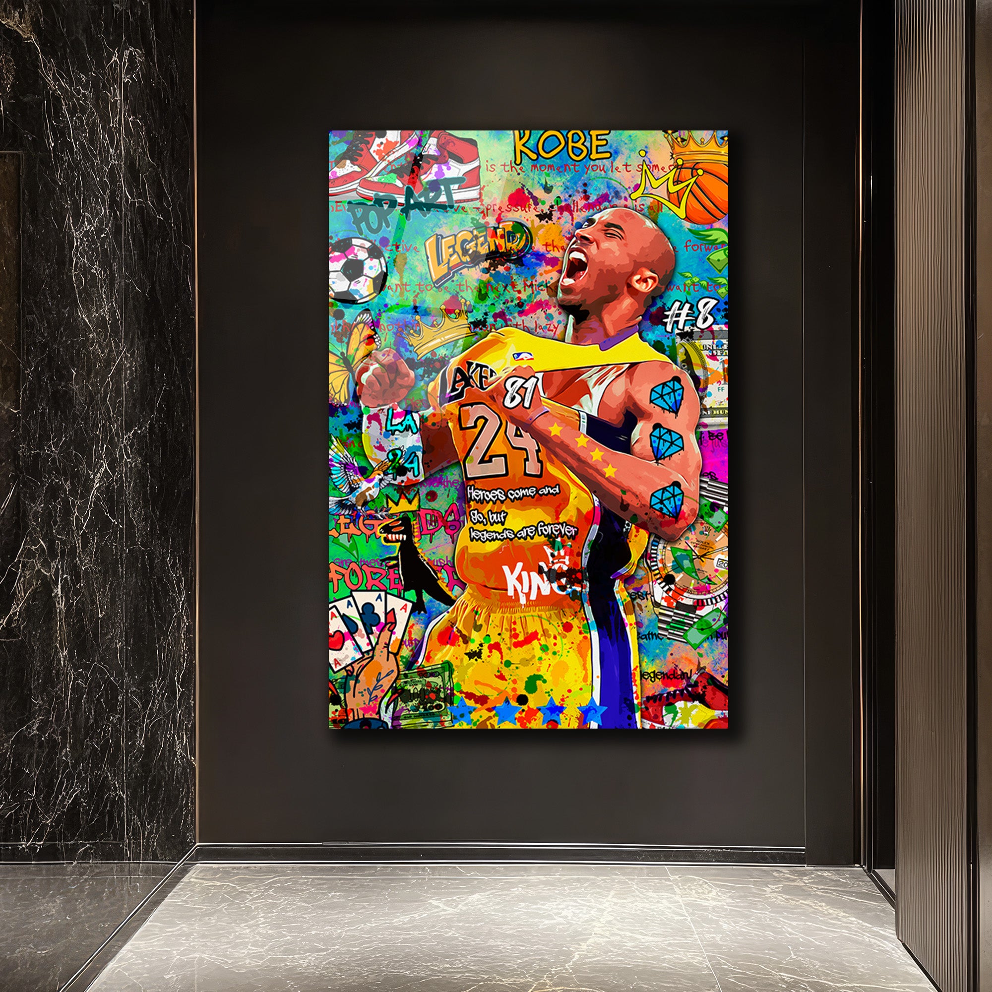 Kobe Bryant Efsanesi Pop Art Graffiti Cam Tablo