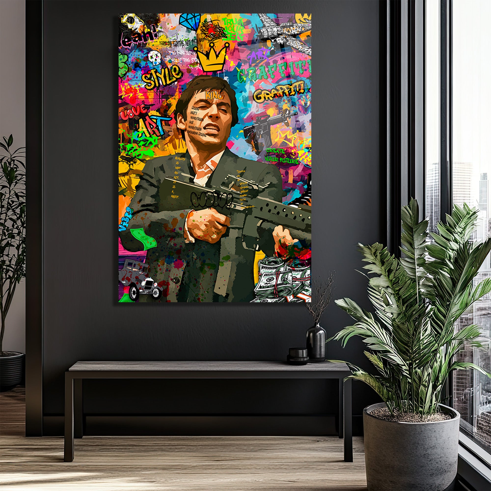Asi Ruh Tony Montana Graffiti Cam Tablo