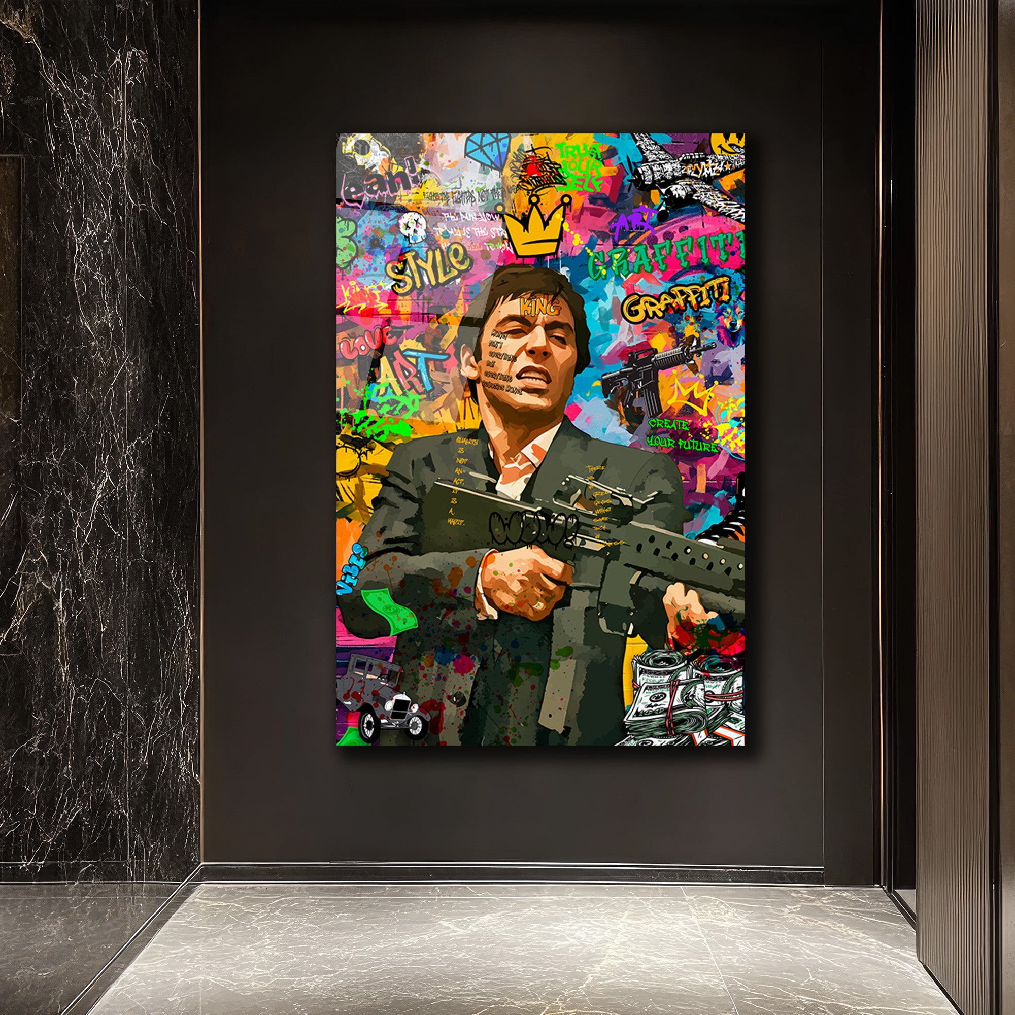 Asi Ruh Tony Montana Graffiti Cam Tablo