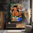 Muhammed Ali Efsanesi Pop Art Graffiti Cam Tablo