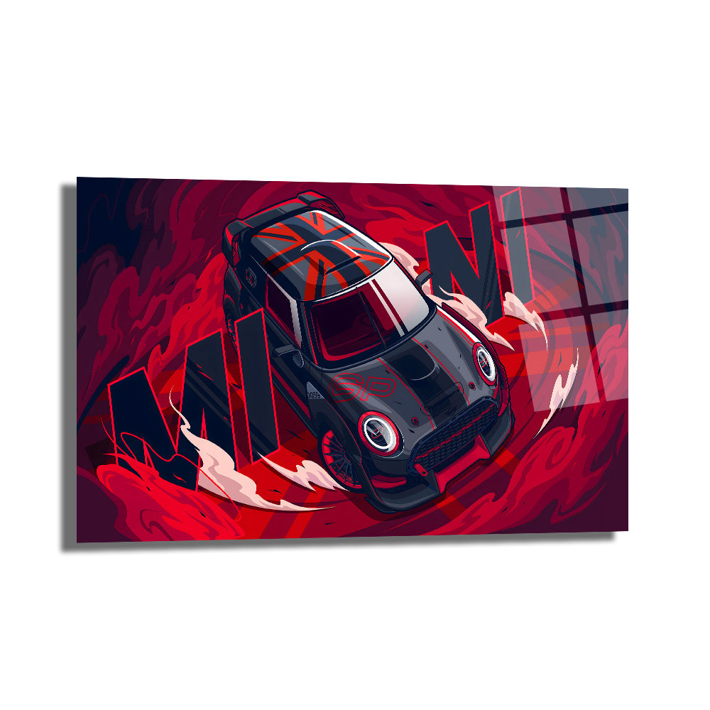 Mini Cooper Hız ve Tutku Cam Tablo - Modern Duvar Sanatı