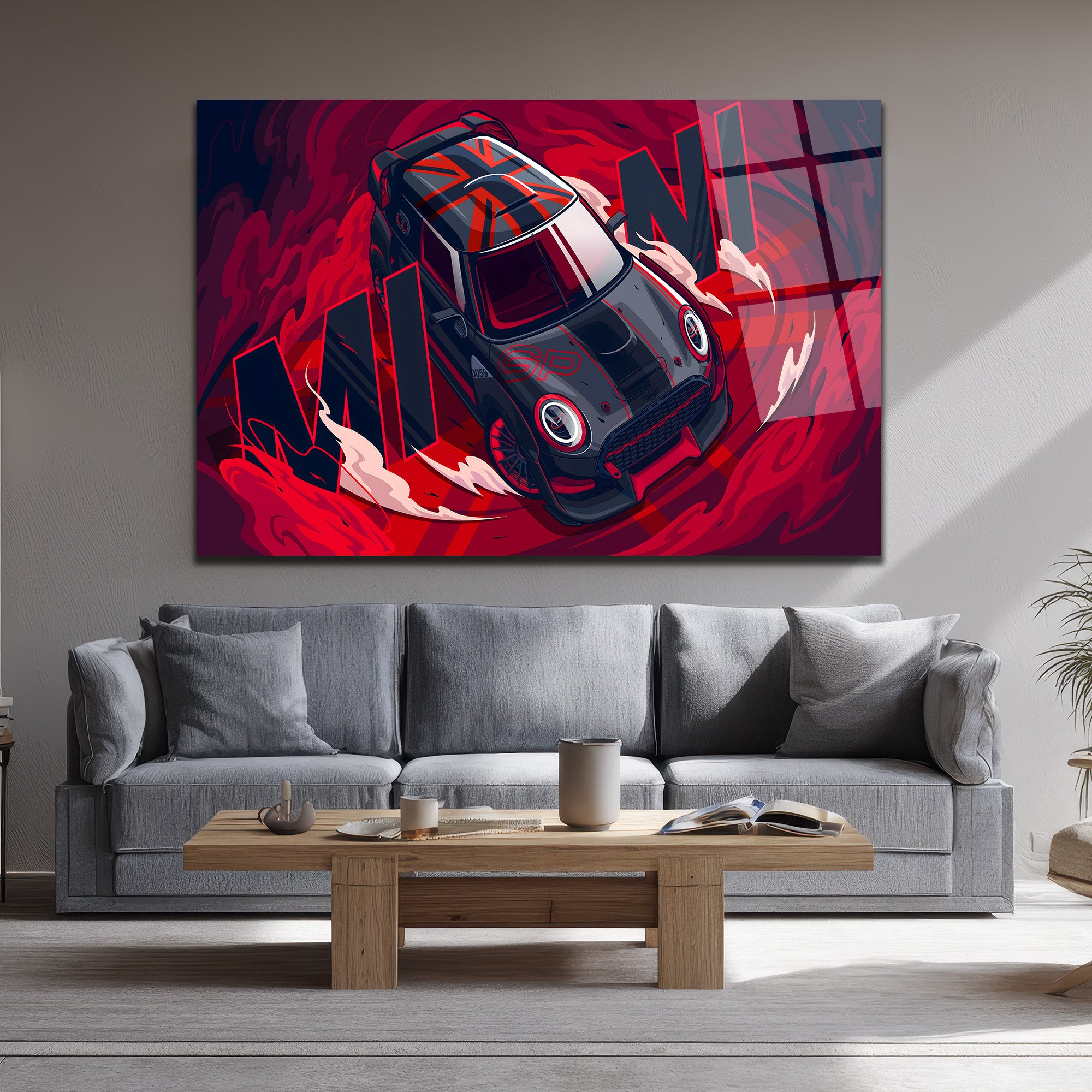Mini Cooper Hız ve Tutku Cam Tablo - Modern Duvar Sanatı